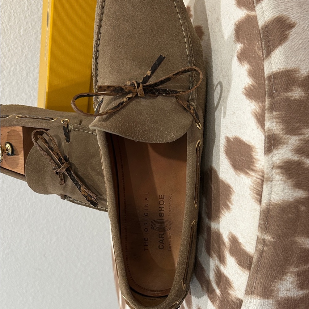 Brown Suede Loafers with Lace Detail - Picture 8 of 12